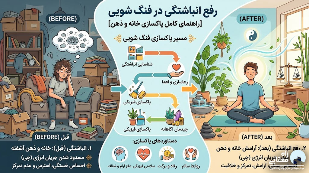 رفع انباشتگی در فنگ شویی [راهنمای کامل پاکسازی خانه و ذهن❤️]